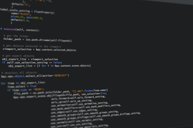 Close-up view of Python code on a computer screen, reflecting software development and programming.