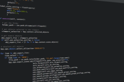 Close-up view of Python code on a computer screen, reflecting software development and programming.
