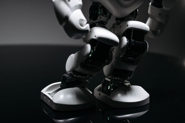 A detailed close-up of a high-tech robotic toy showcasing innovative design in a studio setting.