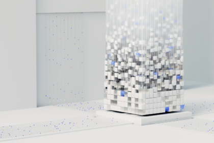 Abstract 3D render visualizing artificial intelligence and neural networks in digital form.