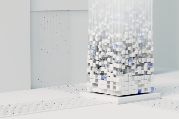 Abstract 3D render visualizing artificial intelligence and neural networks in digital form.