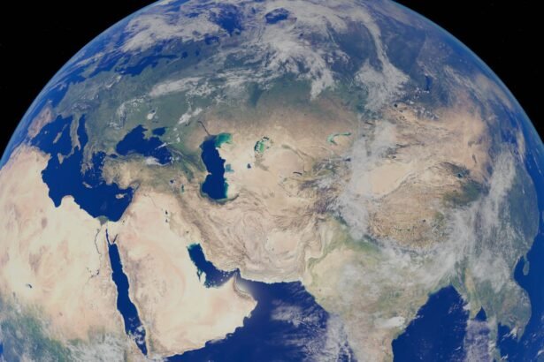 Stunning satellite view of Earth highlighting the Middle East and parts of Asia.